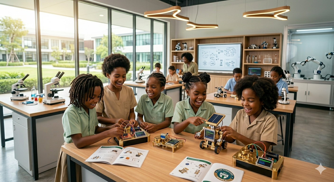 African children learning in classroom